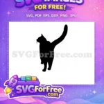 Free Black Cat Silhouette Free Sitting Feline Art Design Free SVG - Instant Download