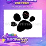 Free Cat Paw Silhouette Free Cute Pink Heart Pet Love Free SVG - Instant Download