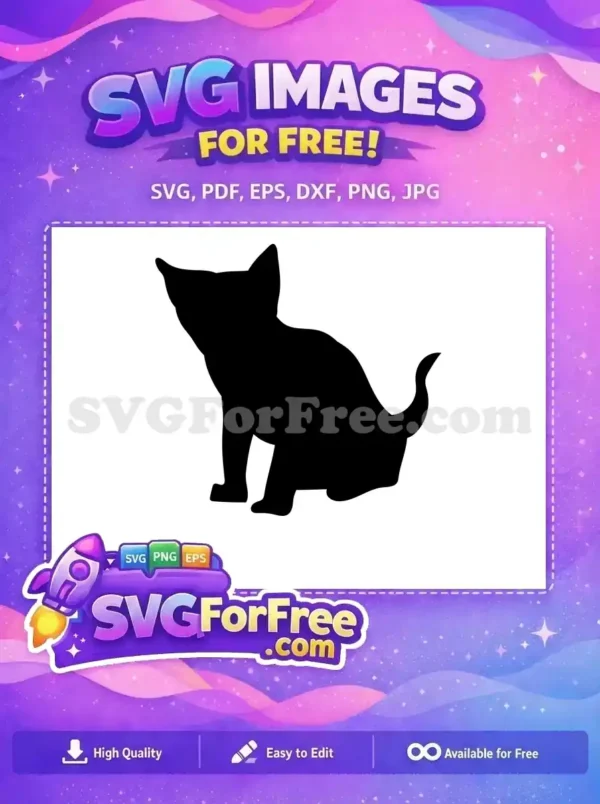 Elegant free cat silhouette SVG, perfect for crafting projects. This versatile free design is ready for download and creative use.