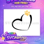 Free Black Heart Silhouette Free Yellow Paw Print Cat Lover Free SVG - Instant Download