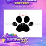 Free Black Cat Paw Print Free Pink Heart Outline Cat Silhouette Free SVG - Instant Download