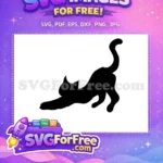 Free Stretching Black Cat Silhouette Free Arching Back Feline Design Free SVG - Instant Download