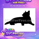Free Lying Down Black Cat Free Lounging Pose Feline Clipart Free SVG - Instant Download
