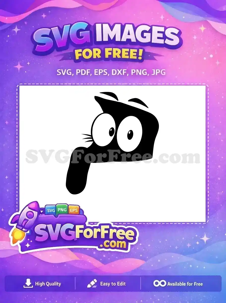 A free whimsical cartoon head with wide eyes looking right and a long tongue sticking out, in bold black and white. Perfect for fun designs.