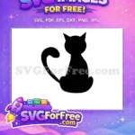 Free Black Cat Silhouette Free Sitting Cat Outline Feline Design Free SVG - Instant Download