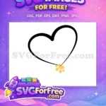 Free Black Heart Silhouette Free Yellow Paw Print Cat Free SVG - Instant Download