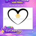 Free Yellow Heart Paw Free Cat Silhouette Cat Love Free SVG - Instant Download