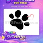 Free Black Cat Paw Print Free Pink Heart Love Free SVG - Instant Download
