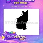 Free Black Cat Silhouette Free Ink Splatter Effect Grunge Painting Free SVG - Instant Download