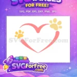 Free Pink Heart Cat Silhouette Free Yellow Paw Prints I Love Cats Free SVG - Instant Download