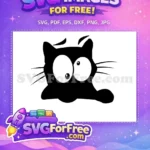 Free Worried Black Cat Free Googly Eyes Funny Cartoon Free SVG - Instant Download