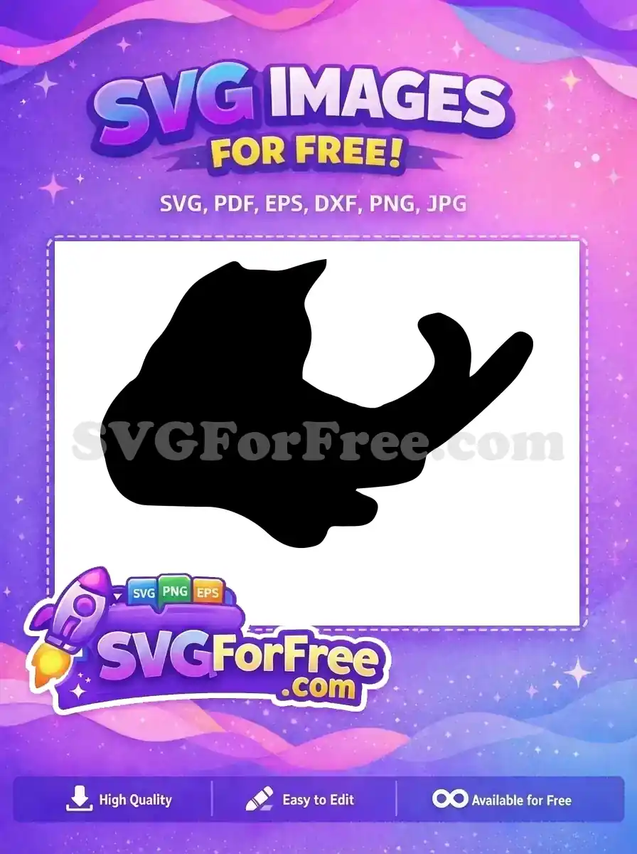A black silhouette of a stylized cat or abstract animal, a free design ready for download and creative use.