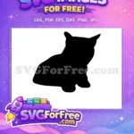 Free Sitting Black Cat Free Simple Silhouette Pet Lover Free SVG - Instant Download