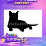 Free Sitting Black Cat Silhouette Free Relaxed Pose Animal Free SVG - Instant Download