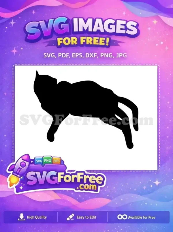 Free Cat Silhouette SVG – Elegant Feline Vector Design A sleek black cat silhouette, ideal for free craft designs and digital projects. Download this versatile SVG.