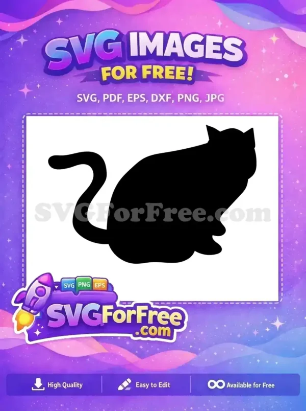 A free sitting cat silhouette, featuring a sleek black design, ideal for crafters. Download this free SVG for instant creative fun!