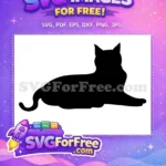 Free Lying Down Cat Free Black Silhouette Feline Pet Design Free SVG 2 - Instant Download