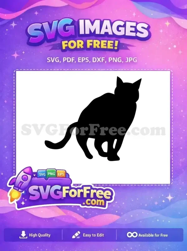 Free Dynamic Cat Silhouette – Your Next Free Creative Asset A free graceful black cat silhouette, captured in a dynamic pose, ideal for crafters and designers. This free vector is highly adaptable.