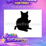 Free Sitting Chubby Cat Silhouette Free Waving Paw Design Free SVG - Instant Download