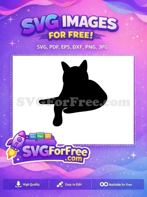 Free Cat Silhouette Vector Design – Charming & Versatile A free cat silhouette vector, showing a relaxed feline pose. Ideal for crafting and digital projects, a versatile design.