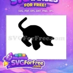 Free Black Cat Silhouette Free Pouncing Playful Kitty Design Free SVG - Instant Download