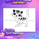 Free Cute Striped Cat With Big Eyes Free Happy Face Whiskers Cat Silhouette Free SVG - Instant Download