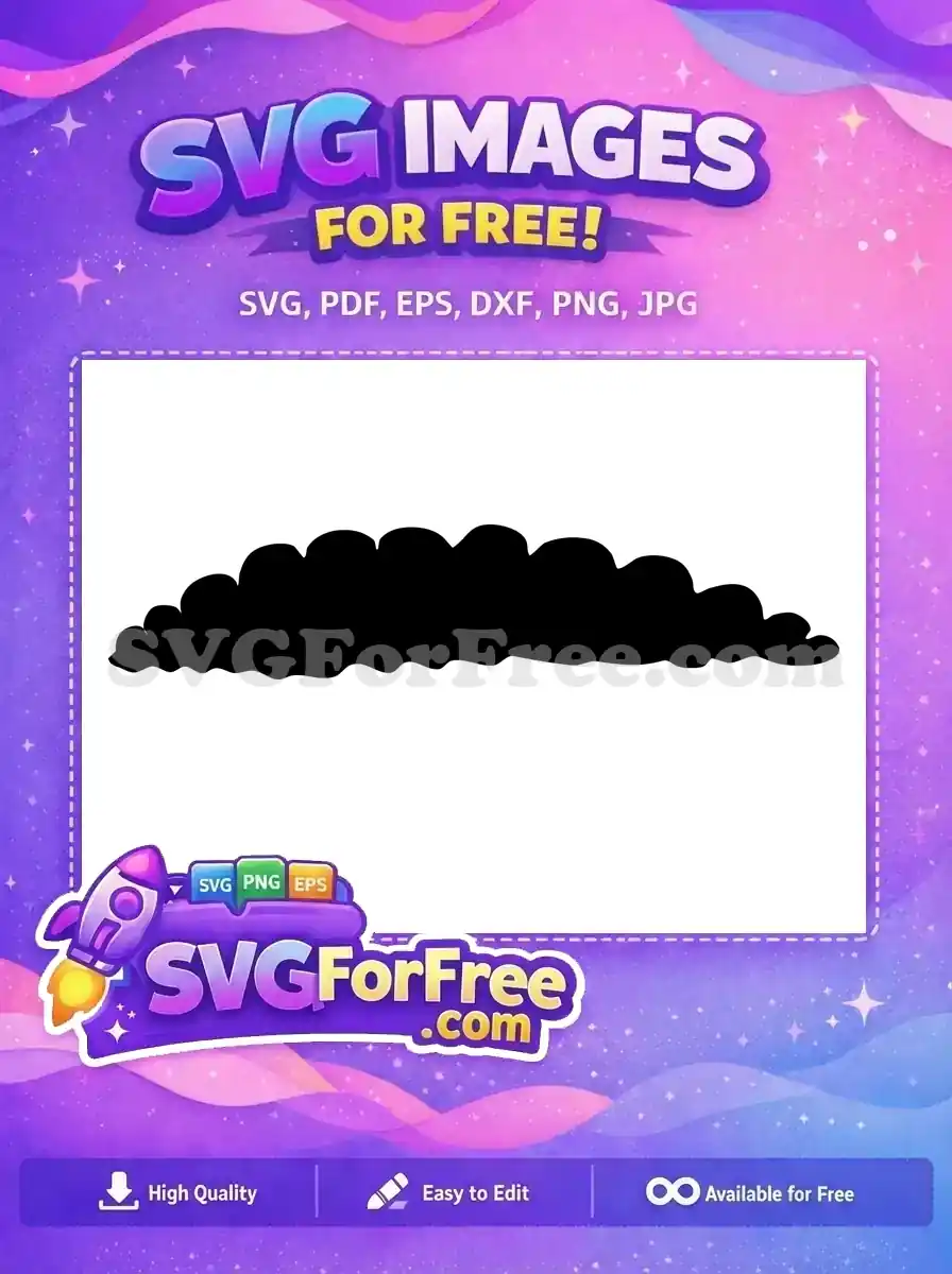 A free design featuring a solid black, fluffy cloud or bush silhouette, ideal for various creative projects. Download this free SVG vector art now!
