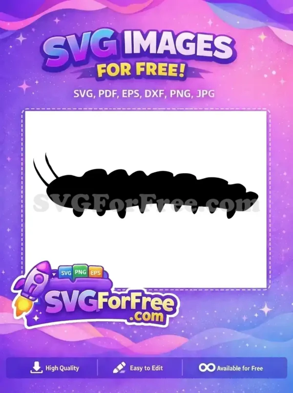 Discover this free caterpillar silhouette for nature-themed projects. A versatile free SVG design for crafts and educational use.