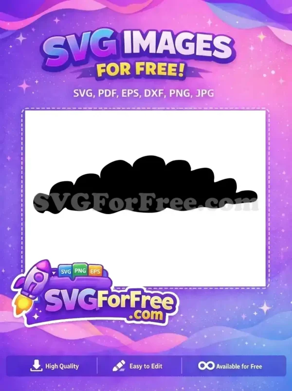 A free black, elongated, wavy cloud or smoke graphic, ideal for modern design projects. Download this free SVG now!