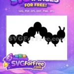 Free Black Silhouette Caterpillar Free Crawling with Antennae Insect Free SVG - Instant Download