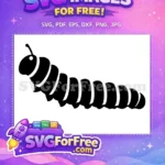 Free Black Silhouette Caterpillar Free Crawling Segmented Body Garden Insect Free SVG - Instant Download