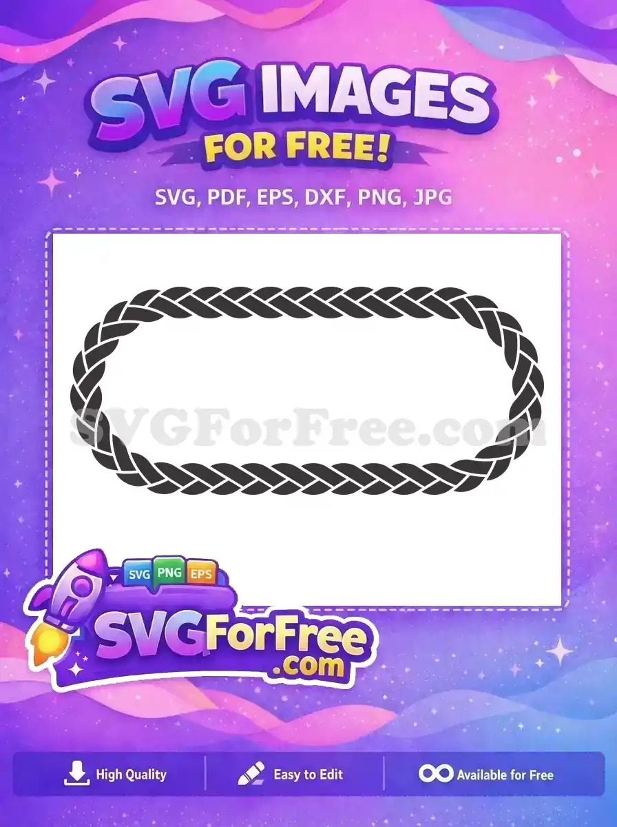 A free braided rope oval frame SVG design, ideal for borders, logos, or nautical-themed crafts. Easily customizable for your projects.