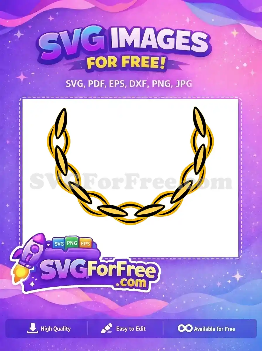 A free elegant gold and black chain design, curving gracefully, ideal for decorative borders or frames. Download this free SVG now!