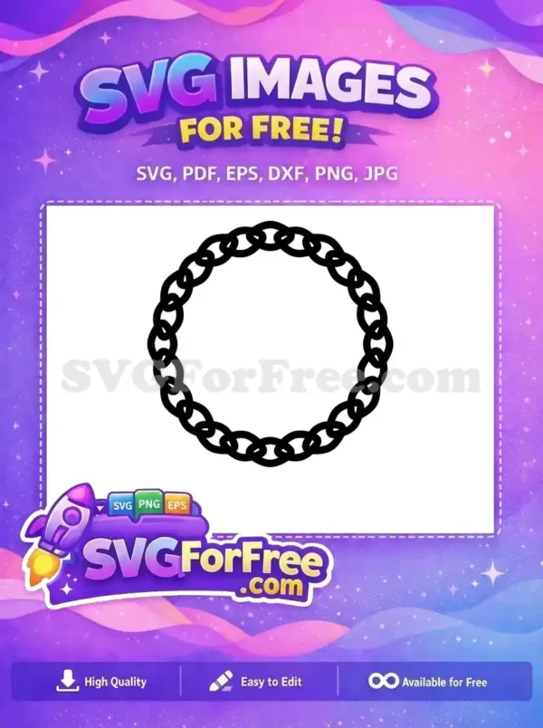 A bold black circular chain free SVG design featuring robust links and two solid rectangular segments, ideal for various projects.