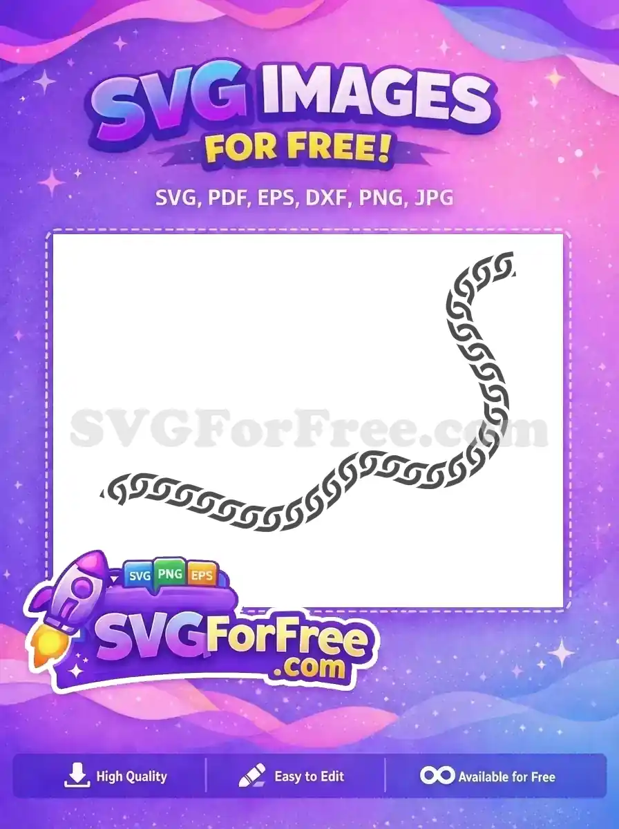 A free flowing, dark grey chain-link border SVG design, ideal for decorative accents. This free vector offers stylish elegance.