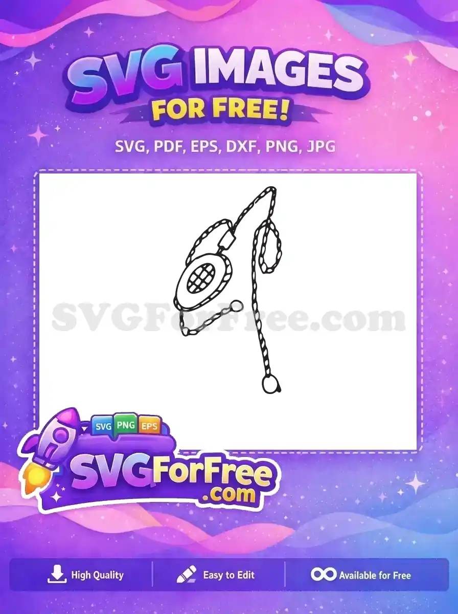 A free, hand-drawn locket and chain SVG in black and white, featuring a cross-hatch pattern on the oval pendant. This free design is versatile.