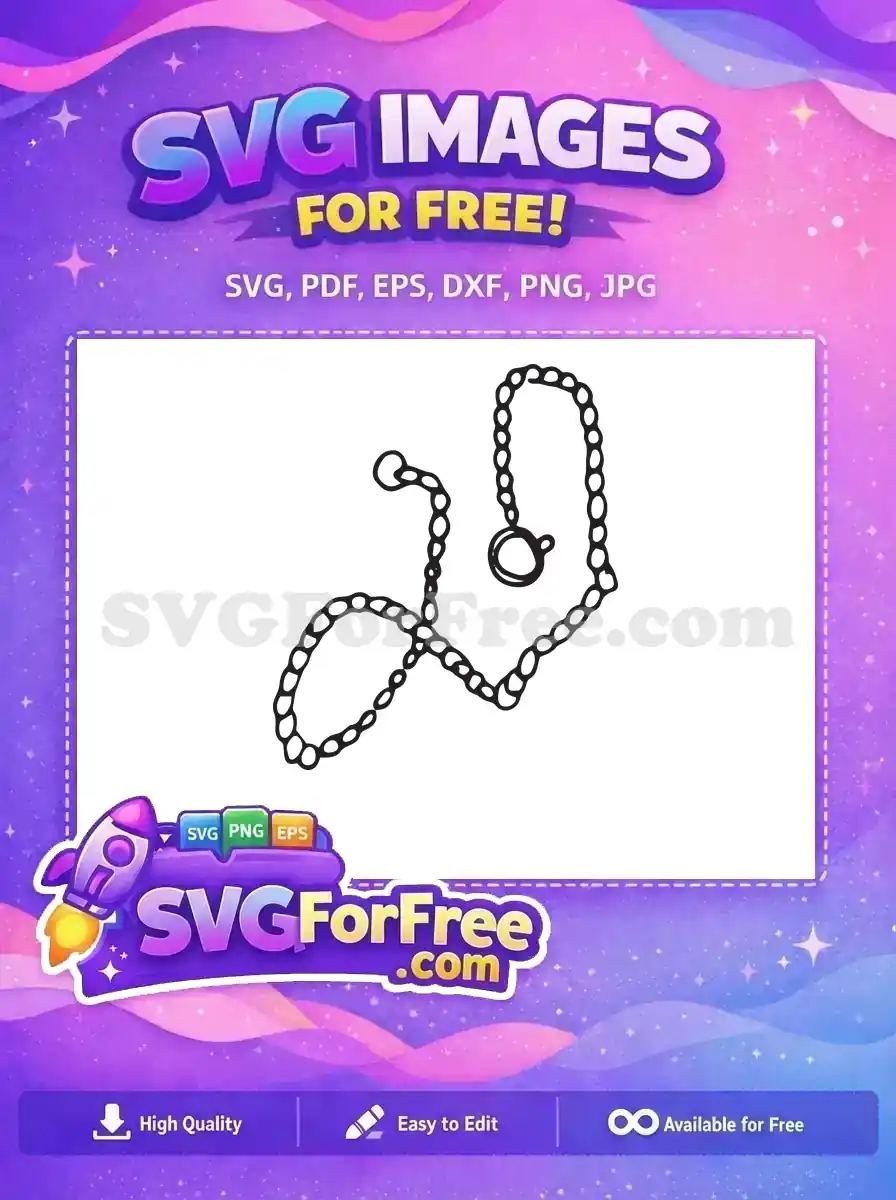 A versatile free chain link necklace SVG design, featuring a hand-drawn style with an open clasp. Download this free vector now!