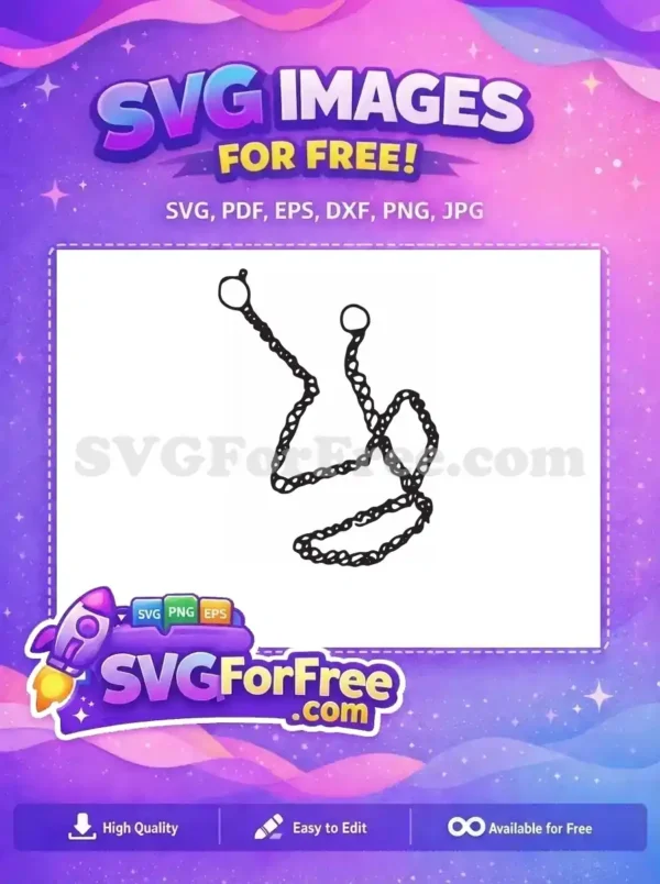 A free hand-drawn chain or rope with two end loops, a versatile free SVG design for digital art and crafts.