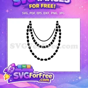 Elegant Free Necklace Design SVG for Creative Projects Detailed free SVG of a tiered necklace, featuring solid, dashed, and beaded elements in a stylish, decorative arc. Enhance your free projects.