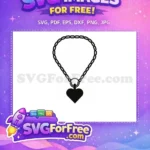 Free Black Heart Silhouette Free Chain Necklace Love Symbol Free SVG - Instant Download