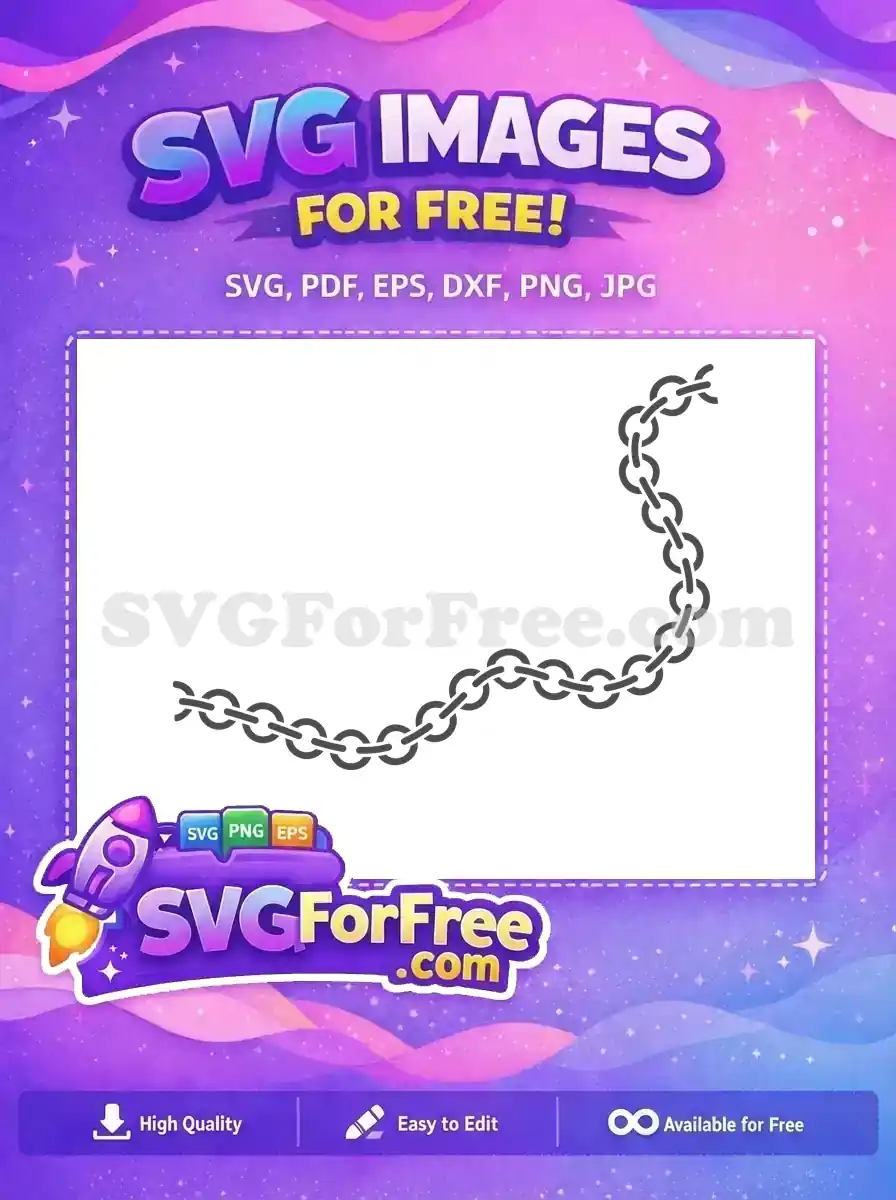 A free design of a dark grey chain, featuring interconnected oval links forming a graceful curve. This free vector is ideal for various creative projects.