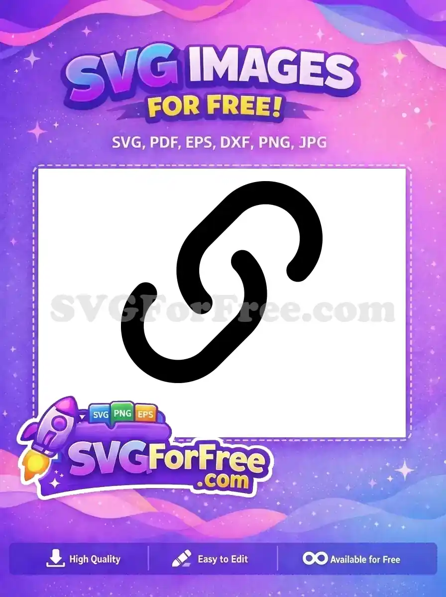 A free, bold black outline chain link icon on a white background, representing connectivity. This free design is ideal for digital projects.