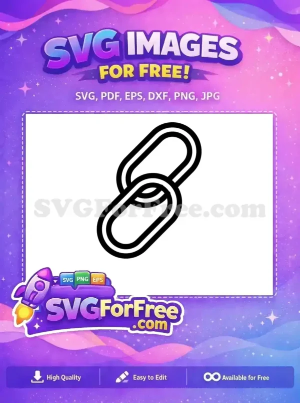 A concise free chain link icon in bold black outline, symbolizing connection and unity, perfect for various digital projects. Download this free design now!