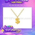Free Shiny Gold Dollar Sign Free Chunky Pendant Hip-Hop Chain Free SVG - Instant Download