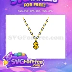 Free Gold Dollar Sign Pendant Free Black Chain Necklace Winner Free SVG - Instant Download