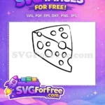 Free Wedge Swiss Cheese Outline Free Hand-Drawn Cartoon Kitchen Free SVG - Instant Download