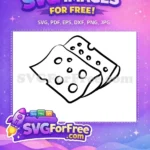 Free Hand-Drawn Sliced Cheese Free Outline with Holes Cheese Outline Free SVG - Instant Download