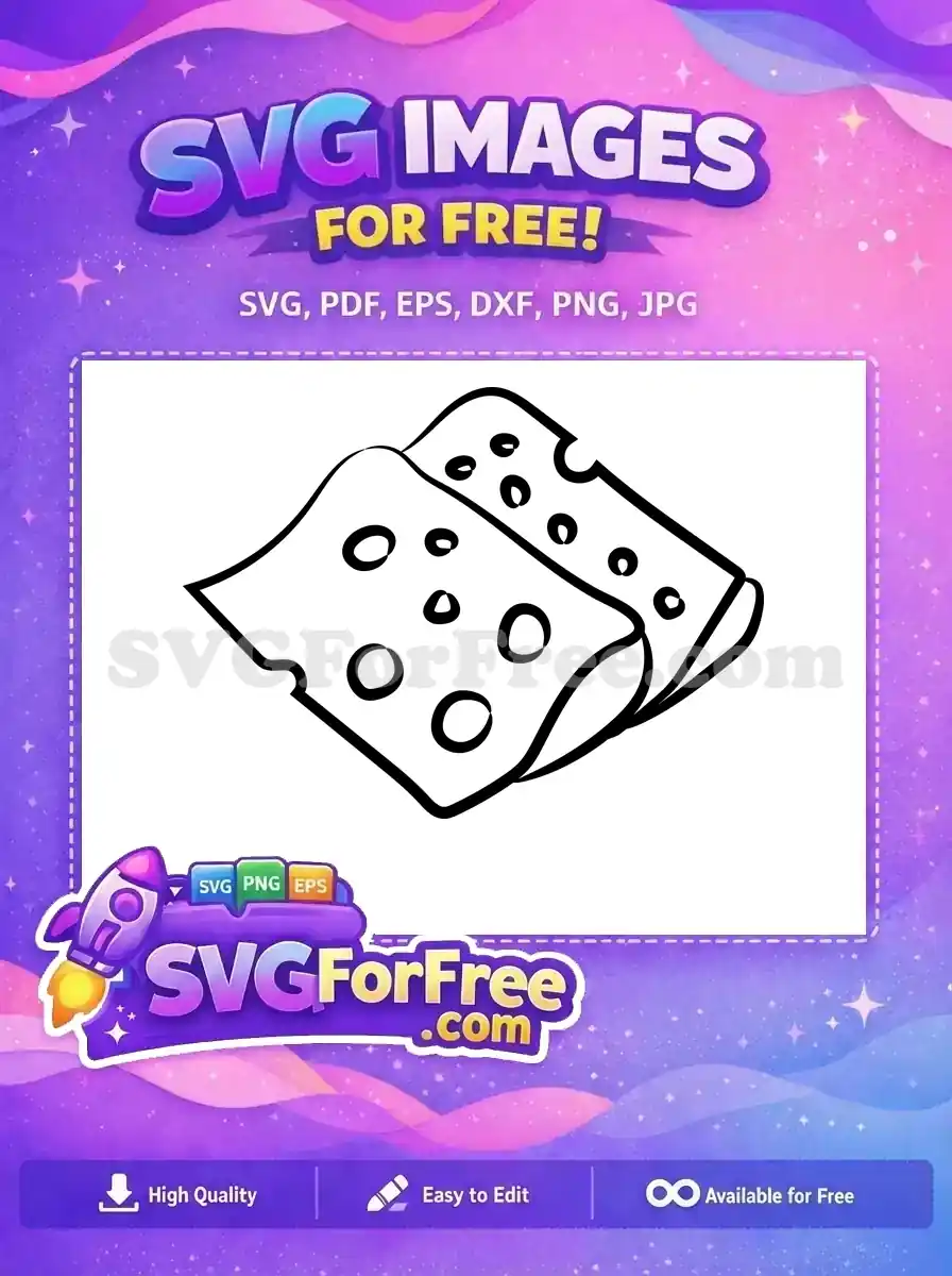 A free design featuring two simple, hand-drawn style slices of Swiss cheese with characteristic holes. Ideal for crafters.