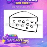 Free Holey Swiss Cheese Free Black Outline Cartoon Food Free SVG - Instant Download
