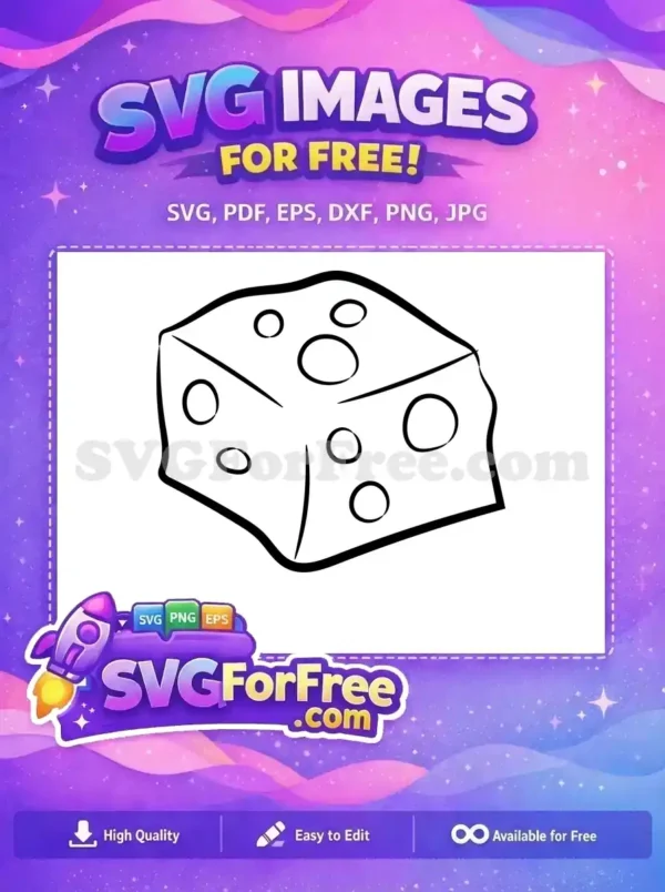 A free design depicting a simple outline of a cheese block with holes, ideal for various creative projects.